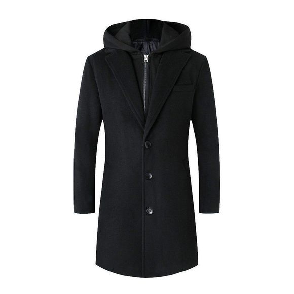 Wool Blend Overcoat with Detachable Hooded Black - Picture 2 of 7